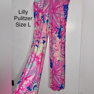 Lilly Pulitzer Women's Vibrant Floral Wide Leg Pants - Pink and Blue